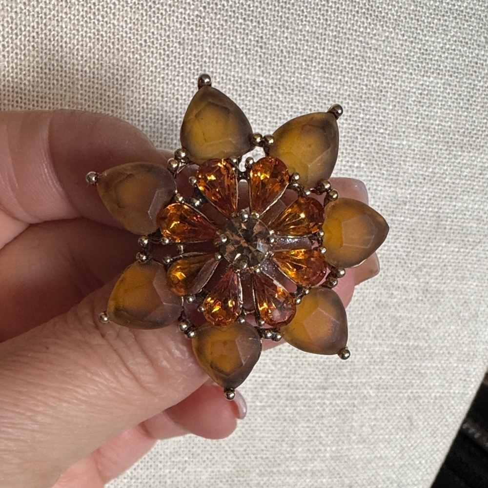 Vintage Glass Floral Brooch